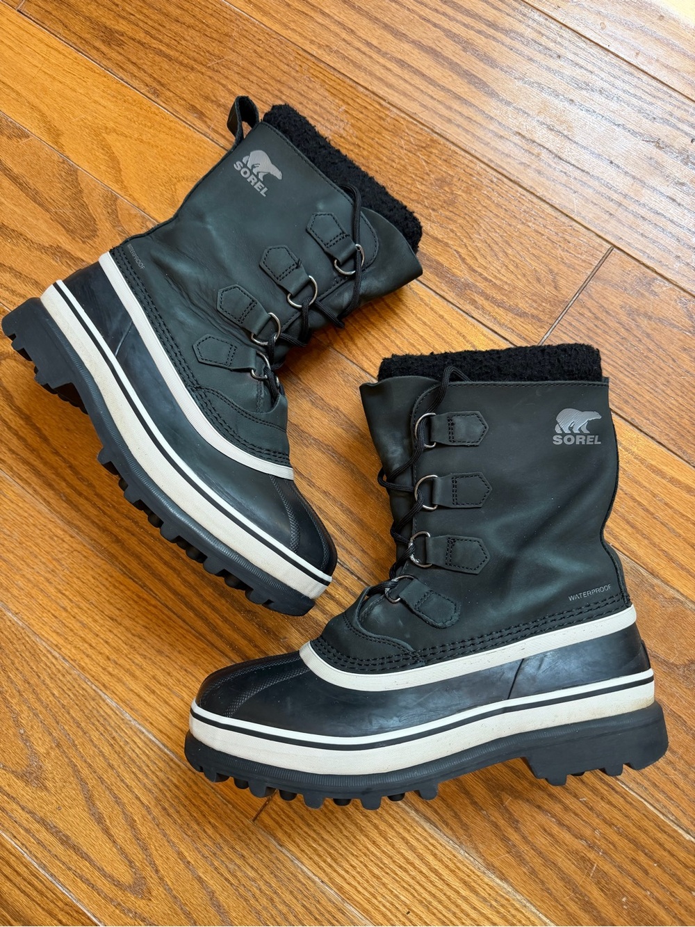 Sorel Black White Waterproof Insulated Liners Winter  Snow Boots Men 9 Lady 10.5